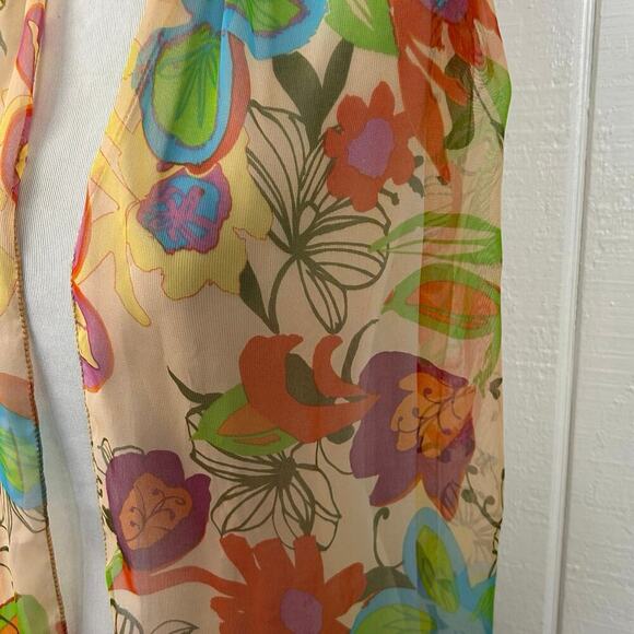 Women Head Neck Rectangle Scarf Retro Floral Colorful Boho Artsy Spring Casual - Picture 2 of 6